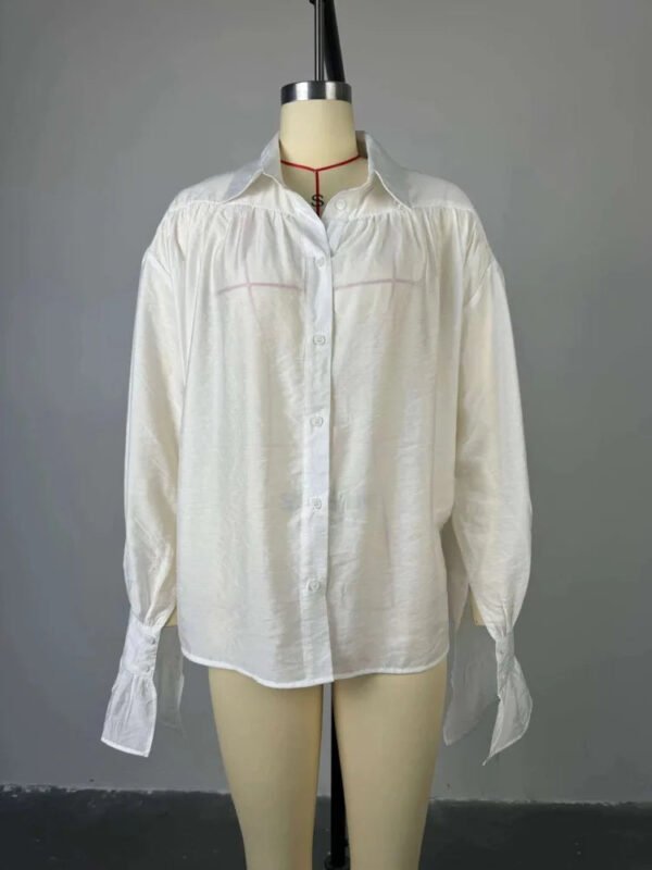 Elegant Ladies Long Puff Sleeve Shirt Blouse Designs For Women