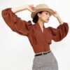 New Arrived New Autumn Women'S Shirt Court Style Lantern Sleeve Slim Long Sleeved Shirt