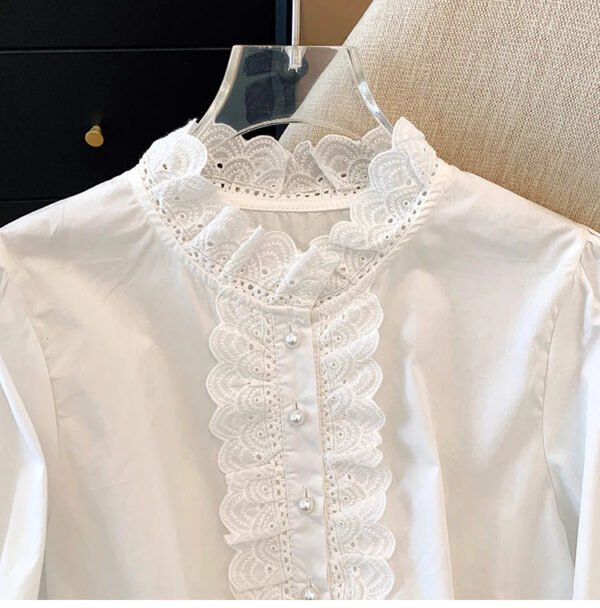 Boutique Spring New Style Temperament Ruffled Lace Long Sleeved Women'S Shirt