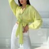 Sexy Deep V Neck Chiffon Women Clothing Tops Office Puff Sleeve Women Blouse Top Shirts Tops For Women