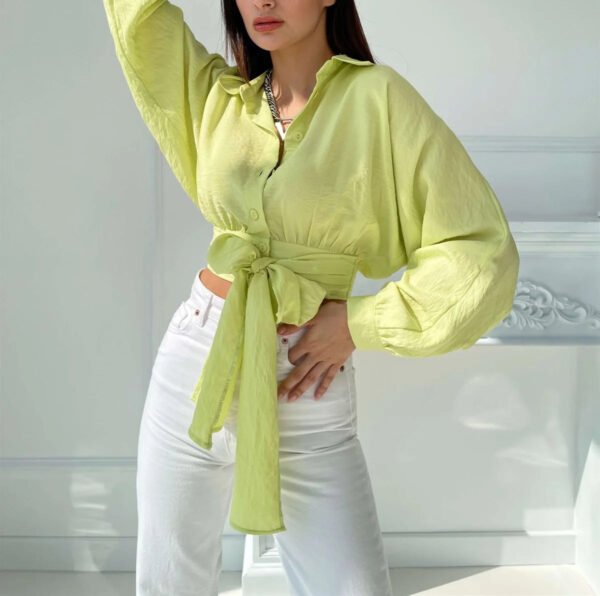 Sexy Deep V Neck Chiffon Women Clothing Tops Office Puff Sleeve Women Blouse Top Shirts Tops For Women