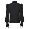 Vintage Women'S Lolita Shirt Gothic Chiffon Ruffle Blouse Long Sleeve Blusas Black Blouses For Ladies