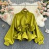 Korea Fashion Ruffle Design Lady Shirts