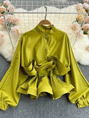 H43cd6b1dd8fb426daab491b027d1aeddL Korea Fashion Ruffle Design Lady Shirts