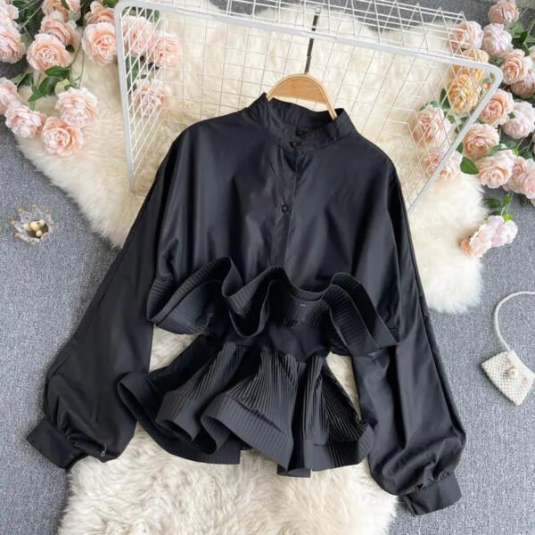 Korea Fashion Ruffle Design Lady Shirts