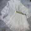 Spring And Summer New Single Breasted Lace Ruffle Shirt + Short Skirt Casual Suit Women'S Vacation