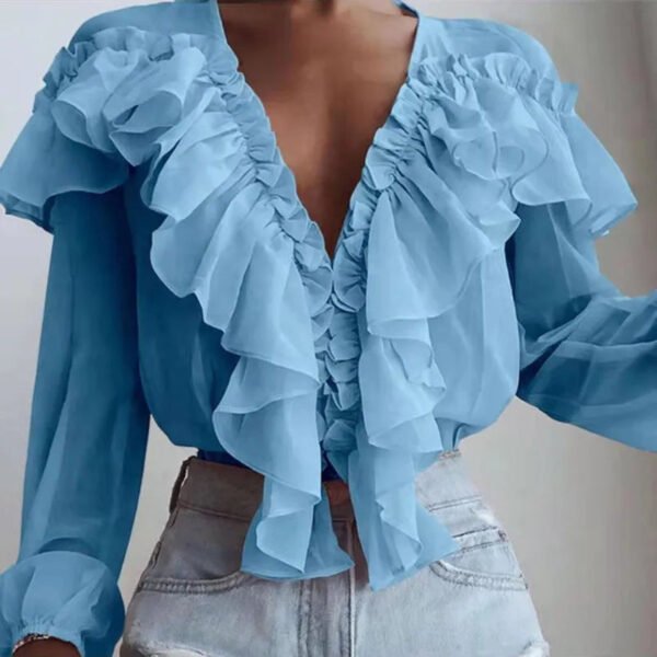 New Spring Summer Korean Style Casual Camisas Mujer Long Sleeve Shirt Women Tops Ruffles Bow Chiffon Elegant Blouses