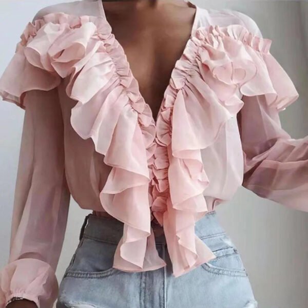 New Spring Summer Korean Style Casual Camisas Mujer Long Sleeve Shirt Women Tops Ruffles Bow Chiffon Elegant Blouses