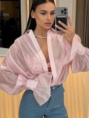 H69357ce452024daba9037961f81aea61p Elegant Ladies Long Puff Sleeve Shirt Blouse Designs For Women