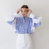 New Fashion Women Striped Blouses Autumn Ruffed Long Sleeved Elegant Shirt
