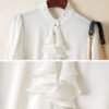 Women'S Silk Long Sleeve Shirt Lady'S Fashion Blouse With Ruffled Collar And Front