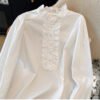 Boutique Spring New Style Temperament Ruffled Lace Long Sleeved Women'S Shirt