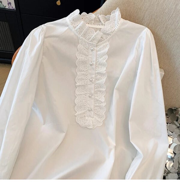 Boutique Spring New Style Temperament Ruffled Lace Long Sleeved Women'S Shirt