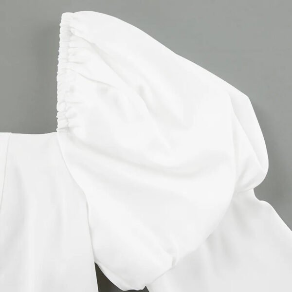 Retro French Romantic Office Leisure Niche Satin White Shirts Ladies Blouses Puff Shoulders Flare Long Sleeves Tops Women