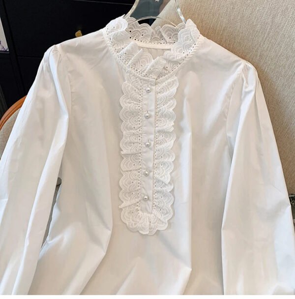 Boutique Spring New Style Temperament Ruffled Lace Long Sleeved Women'S Shirt