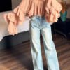 Elegant Ruffles Shirts For Women Spring Summer Stand Collar Butterfly Sleeve Spliced Lace Up Blouse Female Fashion