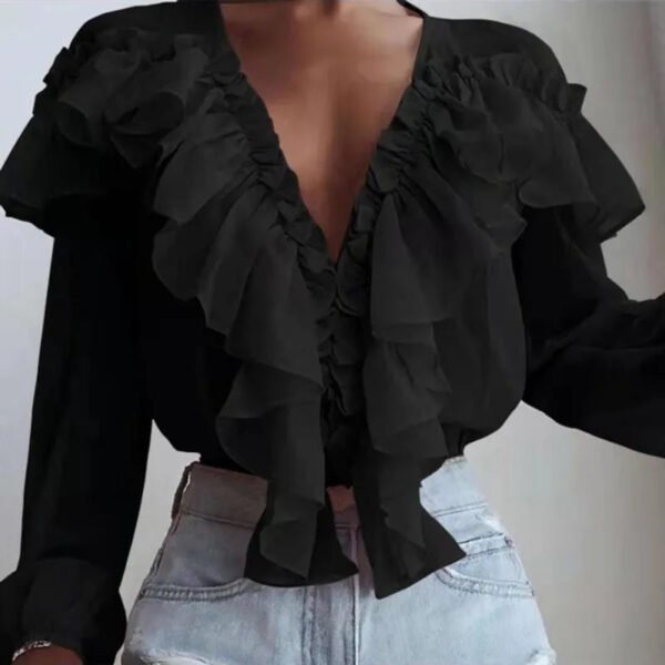 New Spring Summer Korean Style Casual Camisas Mujer Long Sleeve Shirt Women Tops Ruffles Bow Chiffon Elegant Blouses