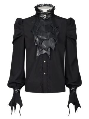 Vintage Women'S Lolita Shirt Gothic Chiffon Ruffle Blouse Long Sleeve Blusas Black Blouses For Ladies