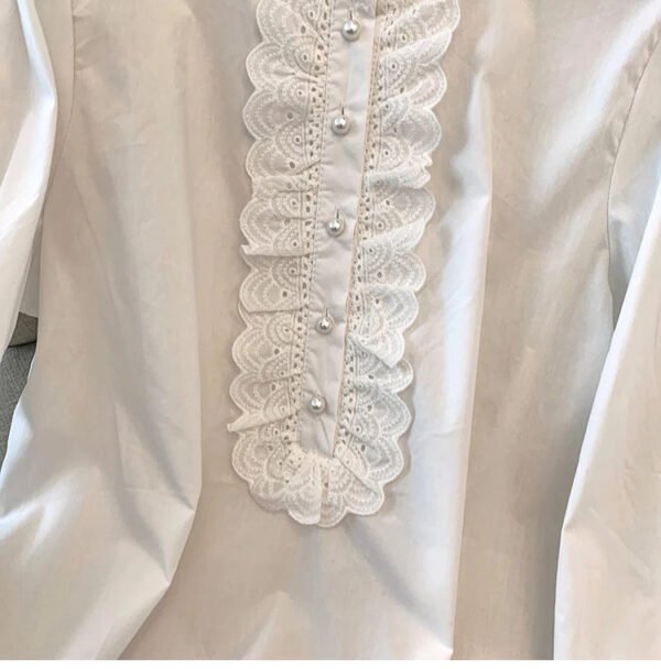 Boutique Spring New Style Temperament Ruffled Lace Long Sleeved Women'S Shirt