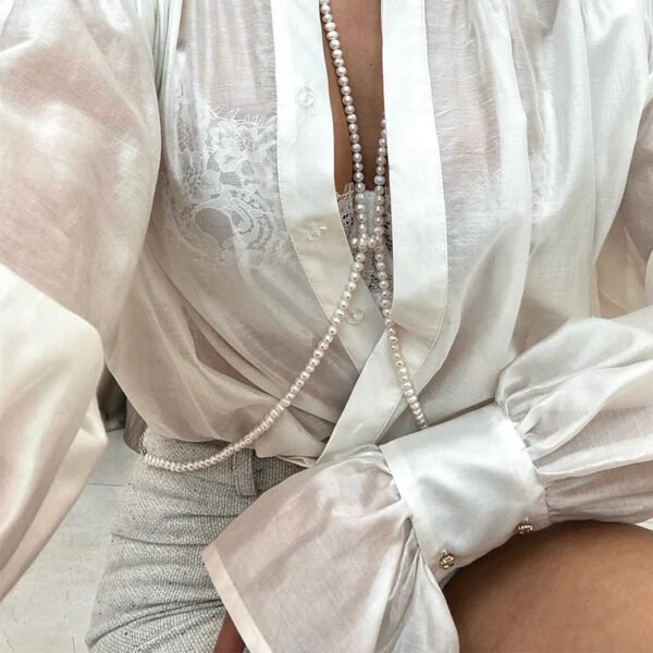 Elegant Ladies Long Puff Sleeve Shirt Blouse Designs For Women