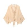 European And American Autumn New Women'S All Match V Neck Lace Up Ruffled Trumpet Sleeve Shirt 17024447